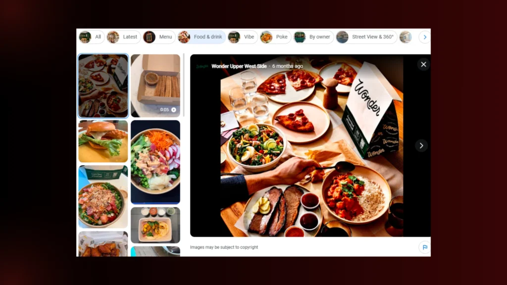 Wonder restaurant table images showing: pizza, salad, & curry, perfect for local SEO for restaurants and food marketing.