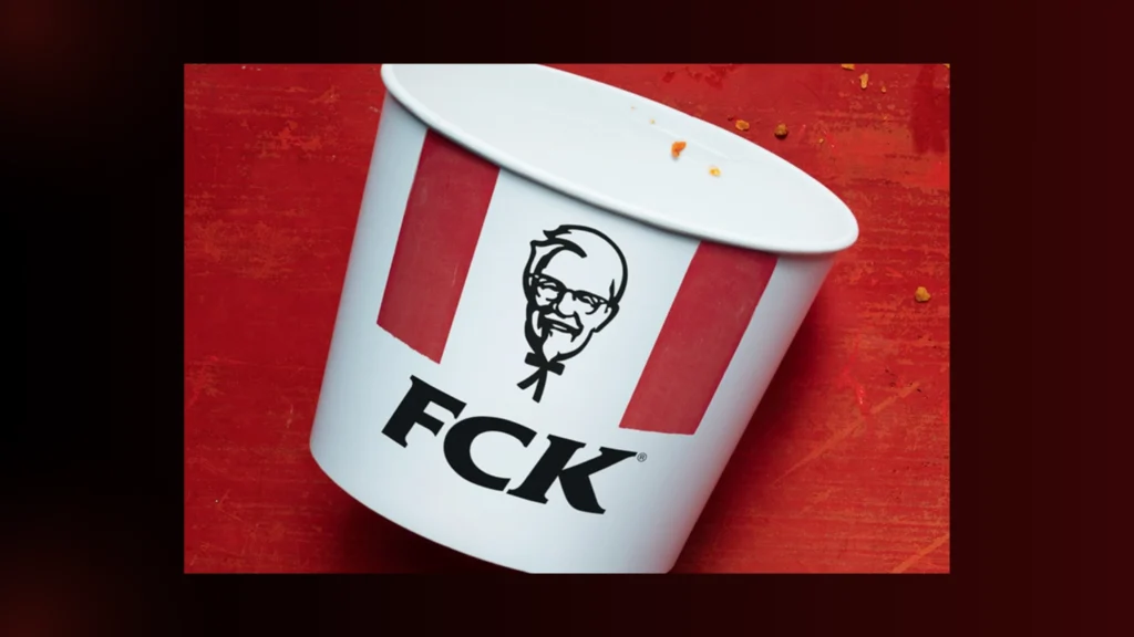 KFC’s creative apology ad with a rearranged logo, showcasing accountability as part of social media crisis management best practices.
