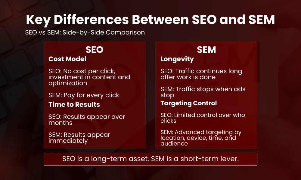 | SEO and SEM What’s the Difference and Which Strategy Is Right for You Key Differences Between SEO and SEM