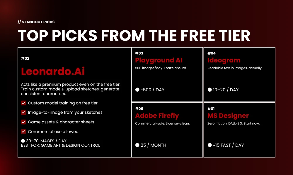 | 15 Free AI Art Tools That Rival Premium Software 4 TOP PICKS FROM THE FREE TIER