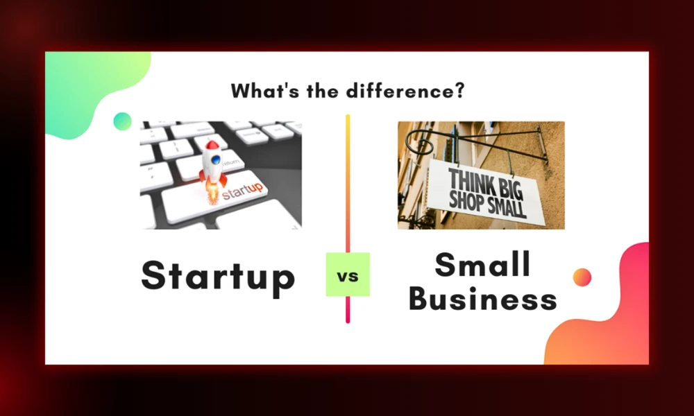 | Marketing Fundamentals: Skip the Fluff Visual comparison graphic detailing structural differences and marketing strategy shifts between a business startup and a small business.