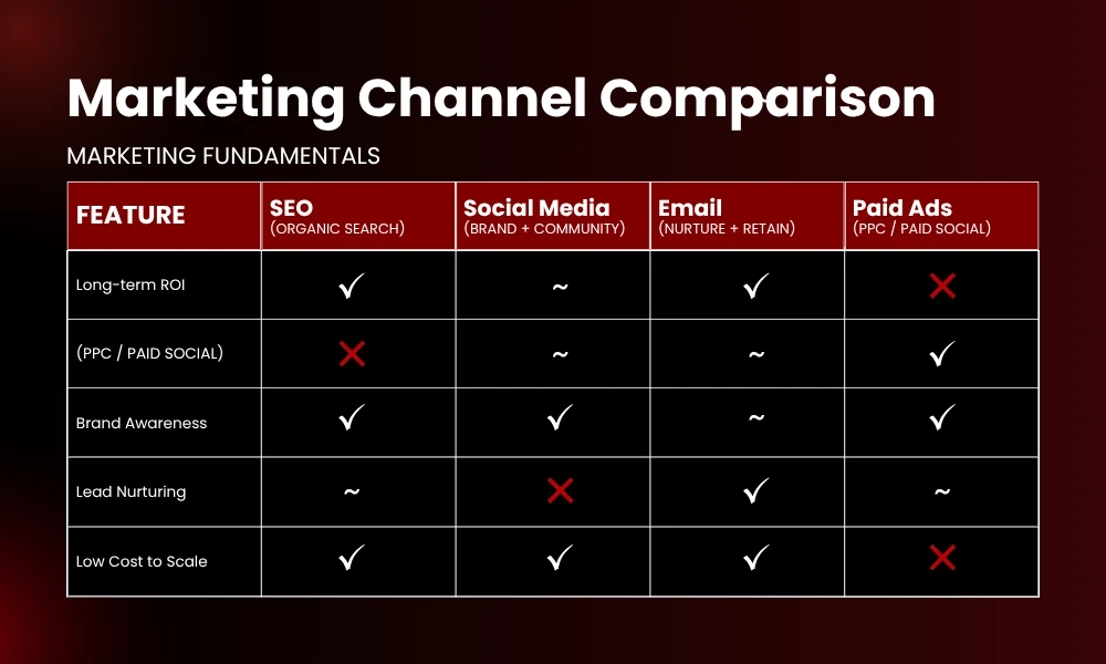 | Marketing Fundamentals: The Complete Guide to Building a Strong Strategy Marketing Channel Comparison