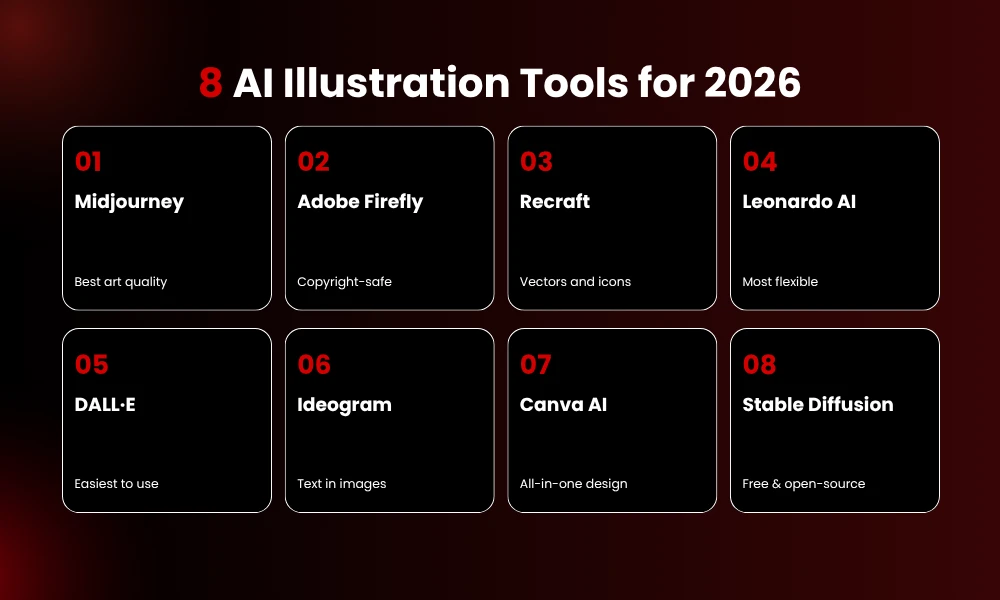 | 8 AI Tools for Creating Custom Illustrations Without a Designer 8 AI Illustration Tools for 2026