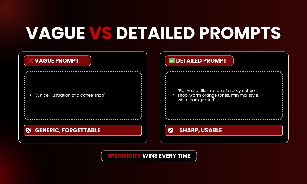 | 8 AI Tools for Creating Custom Illustrations Without a Designer Vague VS Detailed Prompts