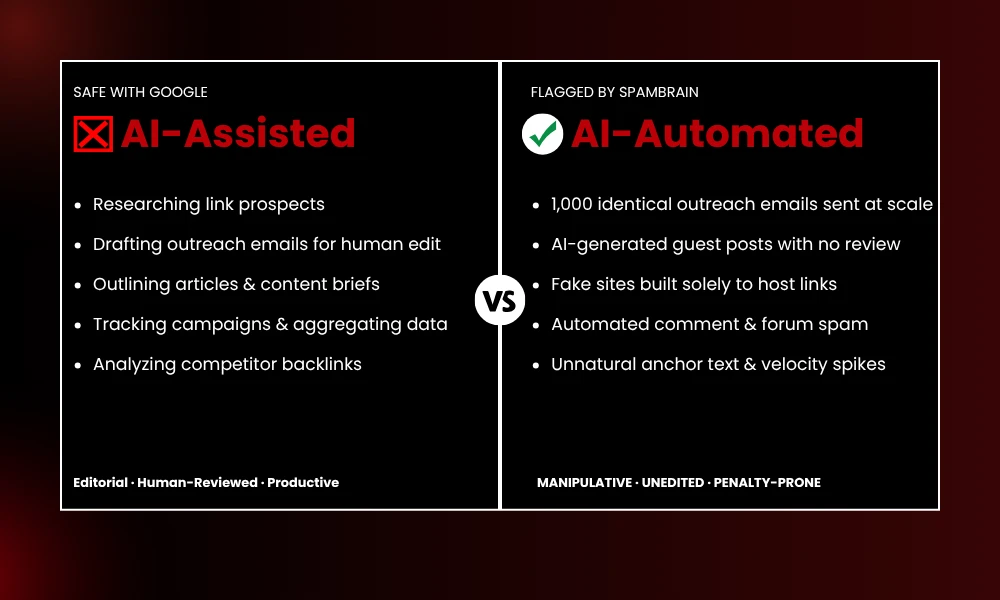 | AI Content and Link Building: Will Google Penalize AI-Built Links? AI-Assisted VS AI-Automated