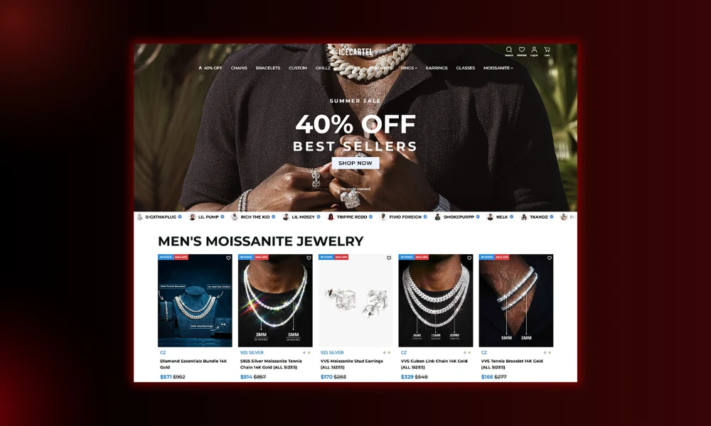 | Designing Websites That Turn Interest Into Momentum Homepage visual hierarchy example featuring the curated Icecartel men's jewelry e-commerce website interface