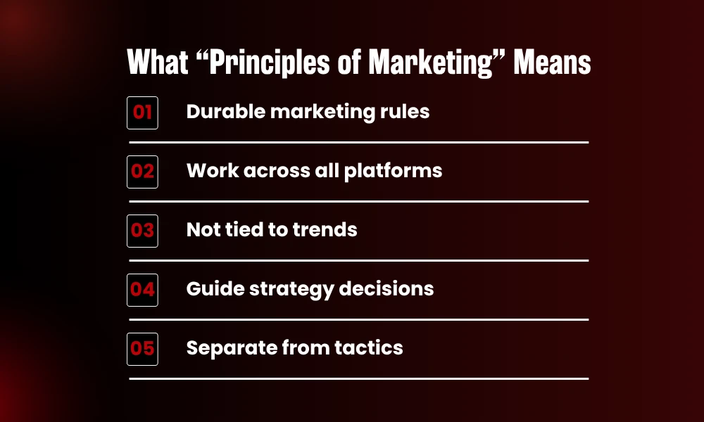 | The Principles of Marketing That Outlast Every Algorithm Update Infographic listing timeless marketing principles that remain stable across digital channels and trends