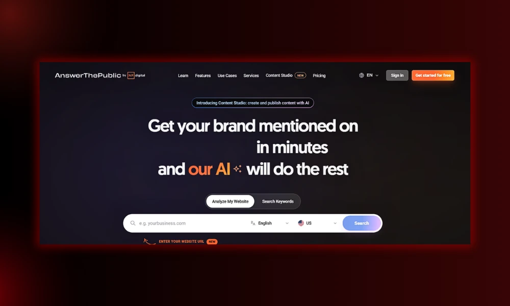 | 30 Best SEO Tools in 2026 (Free + Paid), Built for the Post-Core-Update Web AnswerThePublic search interface platform targeting brand mention queries and AI keyword clustering workflows