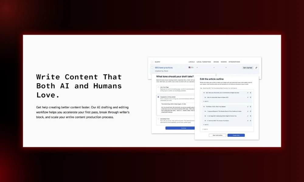 | 30 Best SEO Tools in 2026 (Free + Paid), Built for the Post-Core-Update Web Clearscope content optimization interface mapping article outline planning and human AI collaboration editing workflows