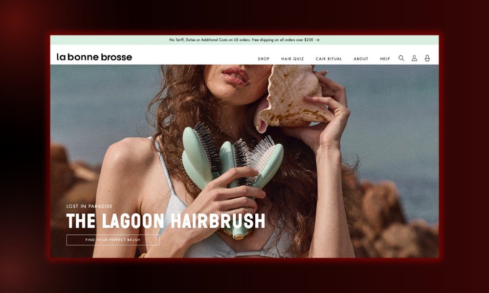 | The Trust Factor: How Great Websites Earn Customer Confidence La Bonne Brosse Lagoon hairbrush website homepage banner