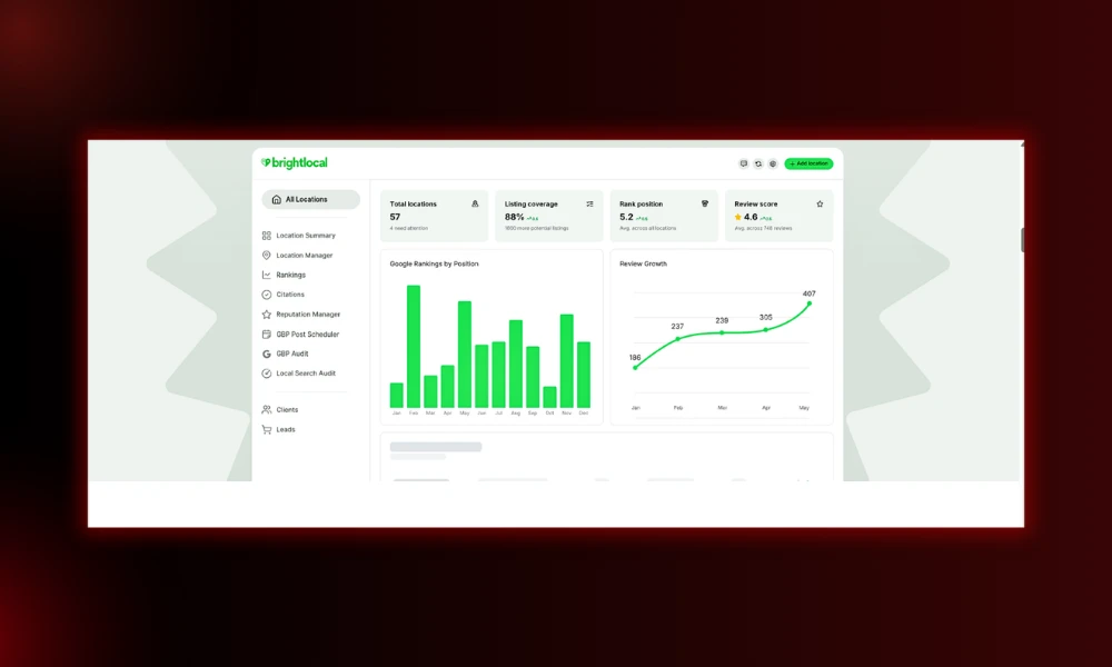 | 30 Best SEO Tools in 2026 (Free + Paid), Built for the Post-Core-Update Web BrightLocal local search audit interface tracking citation coverage review scores and Google Business Profile rankings