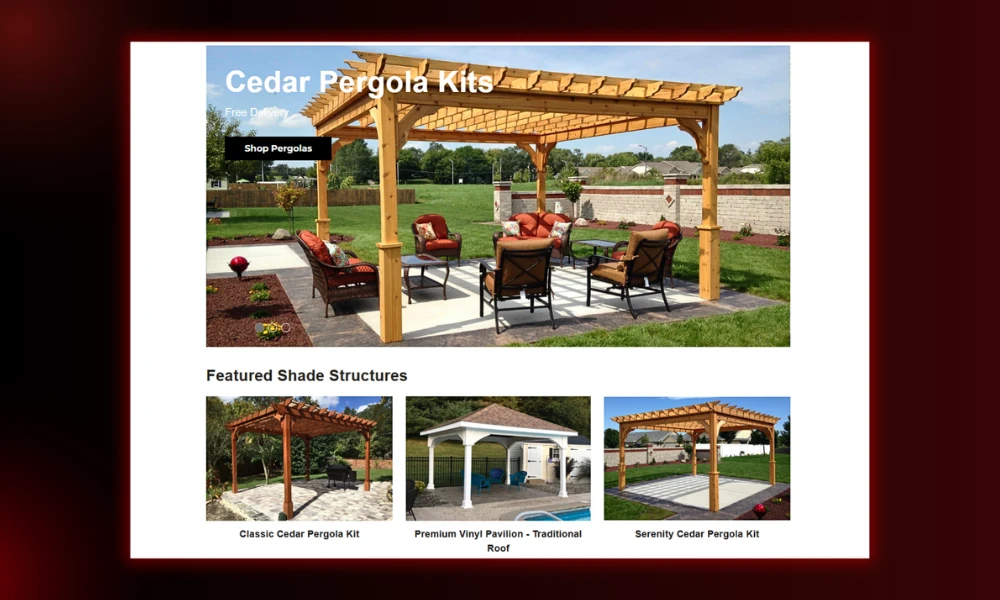 | The Art of Making Your Brand Easier to Understand E-commerce product presentation example on Pergola Kits USA website using high definition real world imagery