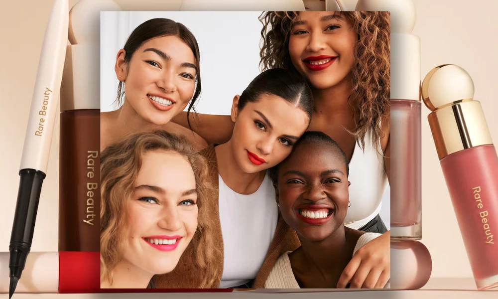 | Rare Beauty: How Selena Gomez Built a $2.7 Billion Beauty Empire on Mental Health & Authenticity Diverse model representation and multi-ethnic community campaign imagery for Rare Beauty cosmetics