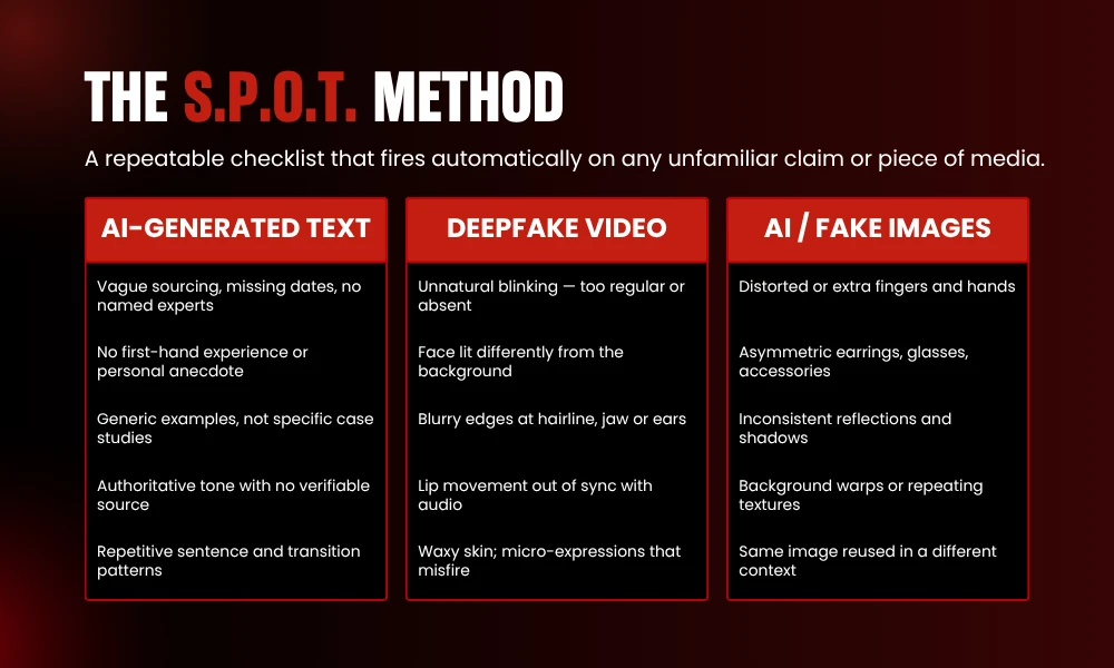 | Critical Thinking Exercises for the Digital Media Era: A Practical Guide for Professionals Who Can't Afford to Be Wrong Visual guide for detecting AI generated text deepfake video and synthetic fake images signals