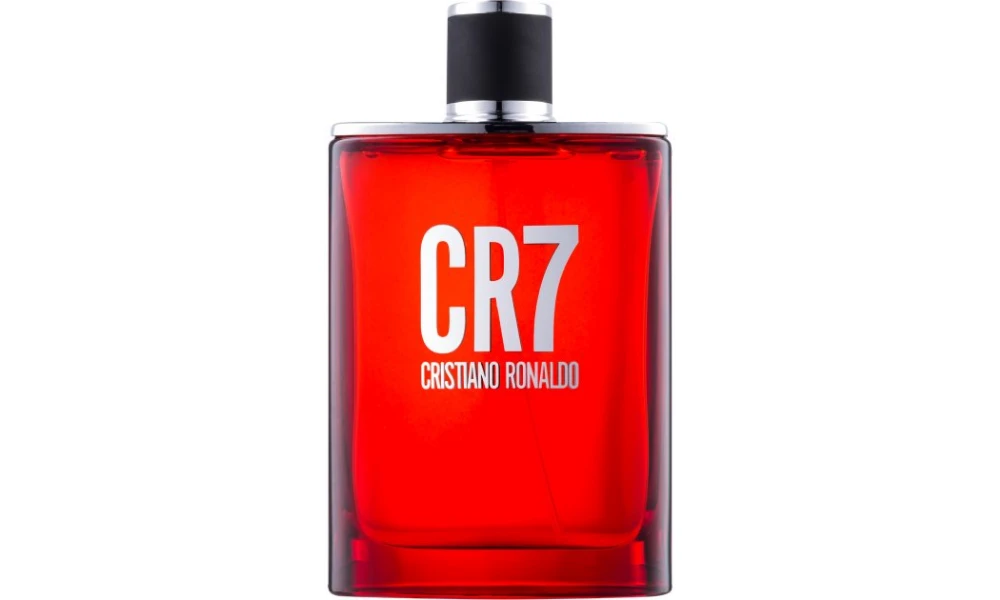 | CR7: The Complete Guide to Cristiano Ronaldo's Brand Empire (2026) Product render of the signature red rectangular bottle for CR7 Cristiano Ronaldo cologne