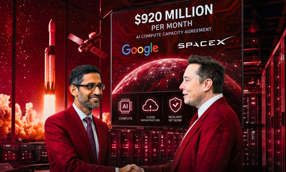 | Even Google Can't Build AI Fast Enough Google and SpaceX 920 million dollar deal graphic