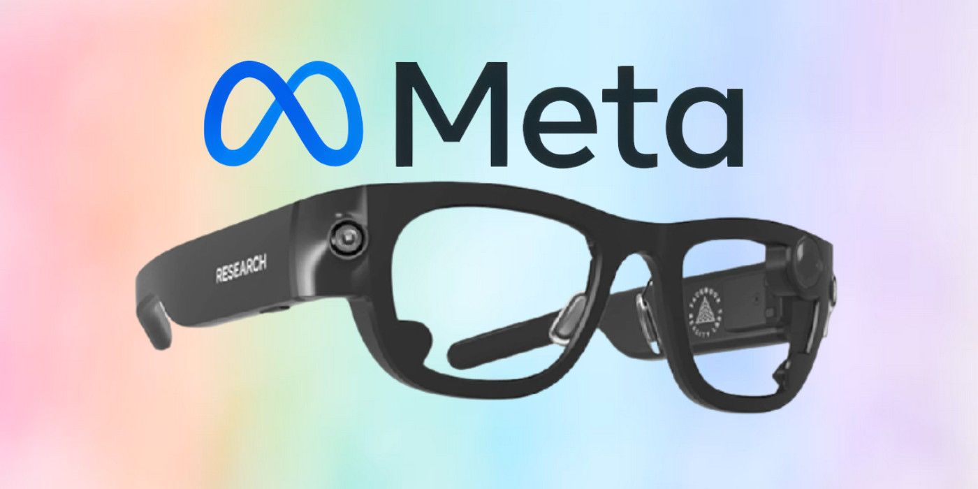 | Meta Launches $299 AI Glasses in Wearables Push The official Meta infinity loop logo and branding text displayed above a pair of matte black smart research glasses with thick frames