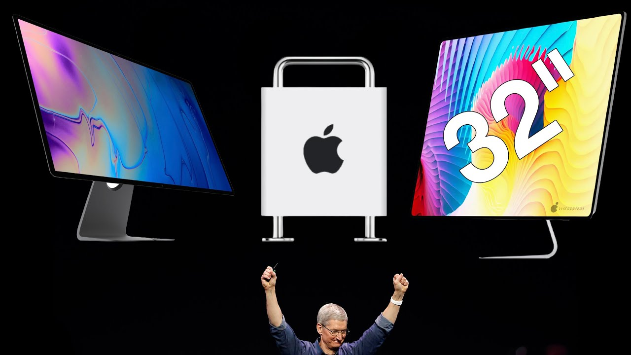 | iPhone 18 Leaks Reveal Apple’s Biggest AI Upgrade Yet Apple CEO Tim Cook raising his hands on stage below a massive digital presentation showing a 32 inch studio monitor and desktop hardware