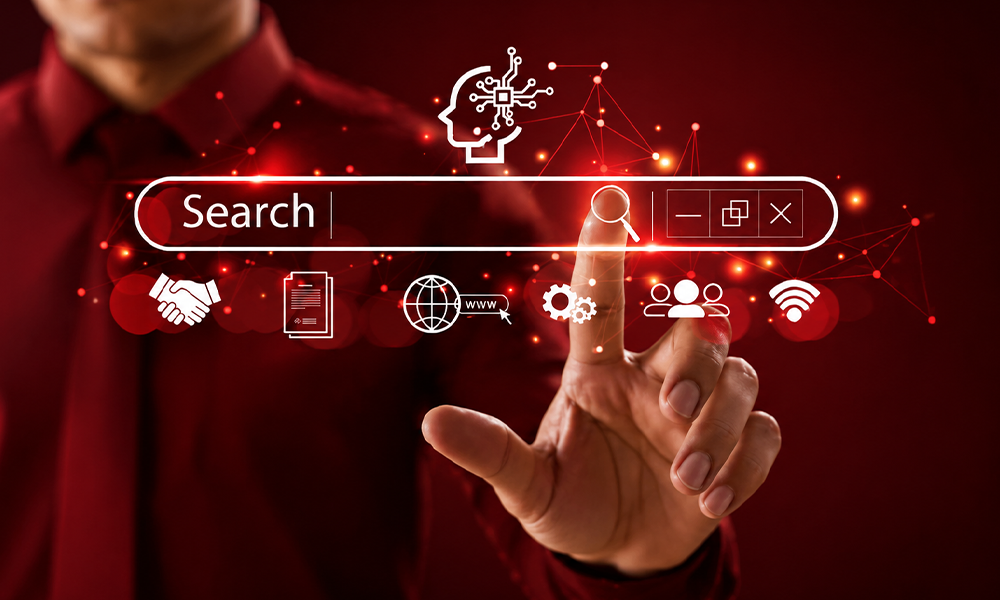 | AI SEO Explained: Optimize for AI Search, AI Agents & Google Hands typing on a laptop with holographic AI and technology icons.