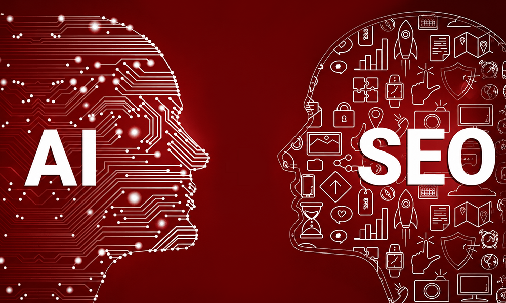 | AI SEO Explained: Optimize for AI Search, AI Agents & Google Hands typing on a laptop with holographic AI and technology icons.