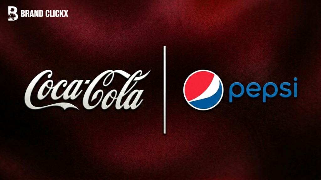 Cola – Pepsi Coca-Cola vs Pepsi classic brand rivalry logos side by side on a premium red dark background