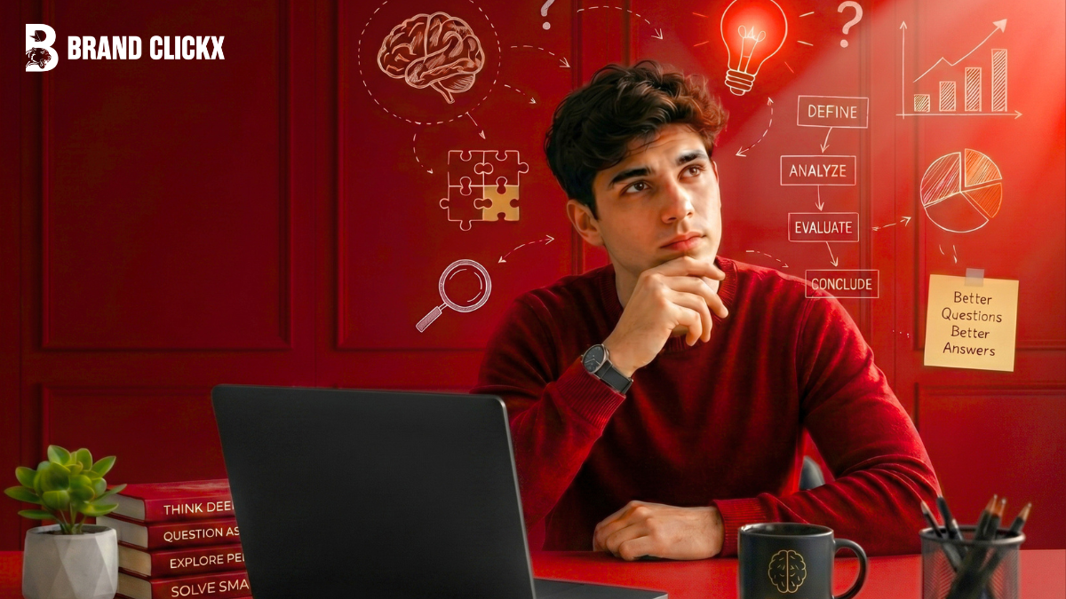 Critical Thinking Exercises for the Digital Media Era Critical thinking in the AI era operational infrastructure statistics infographic by BrandClickX