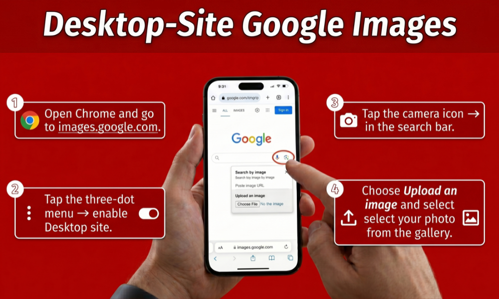 | How to Reverse Image Search on Android Enabling desktop site layout on Android Chrome browser for photo upload