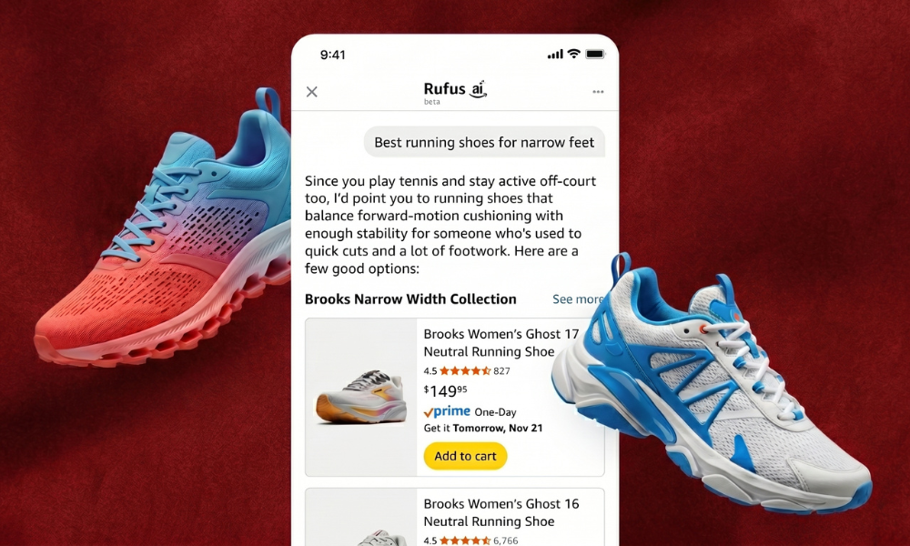 | Amazon Rufus AI Shopping 2026: How Brands Win in the Alexa Era An enterprise marketer reviewing consumer behavior analytics and AI search trends data on a laptop screen