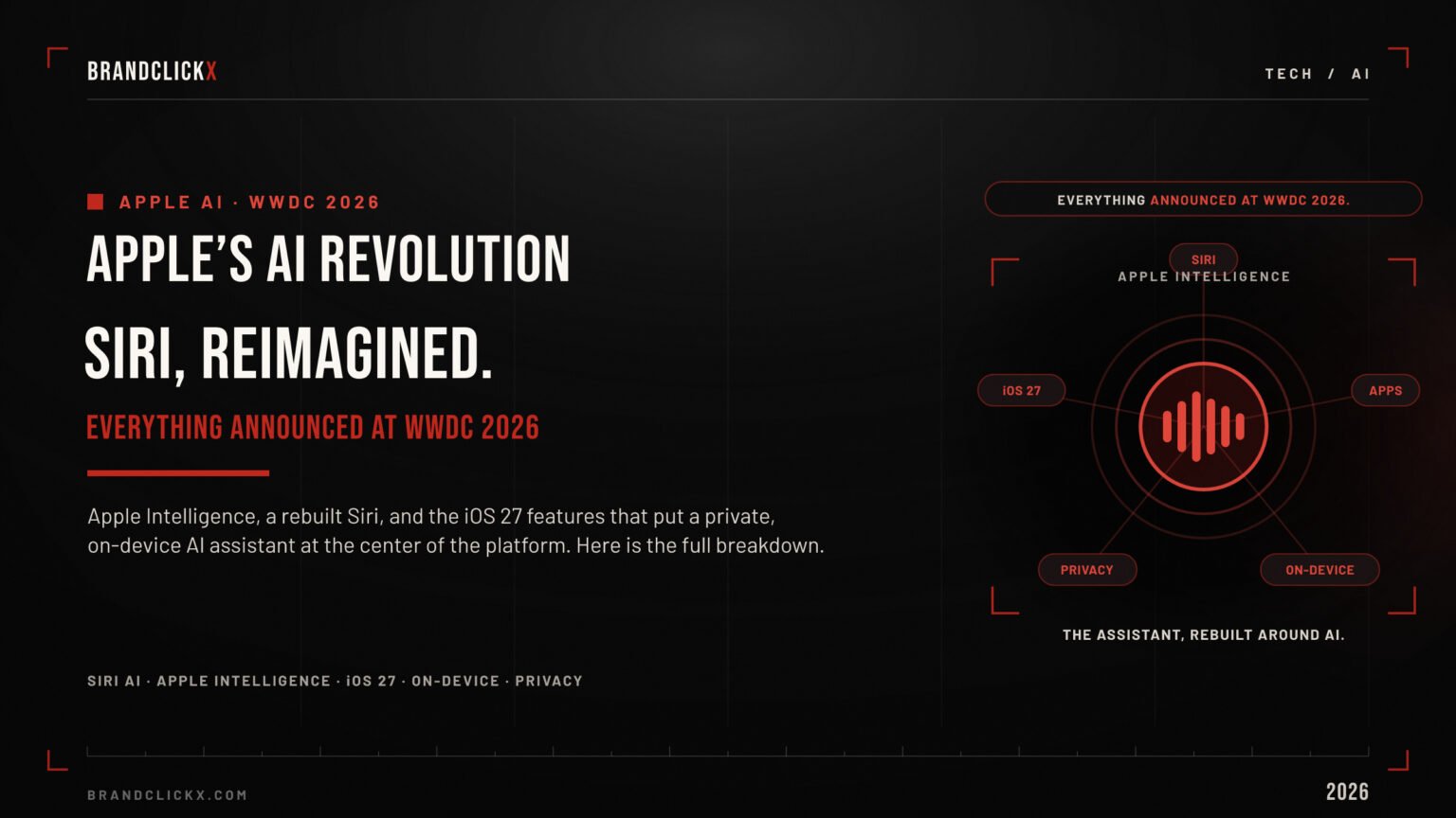 apple-ai-wwdc-2026-feature.jpg Apple AI Revolution and Siri Reimagined WWDC 2026 corporate infographic banner by BrandClickX