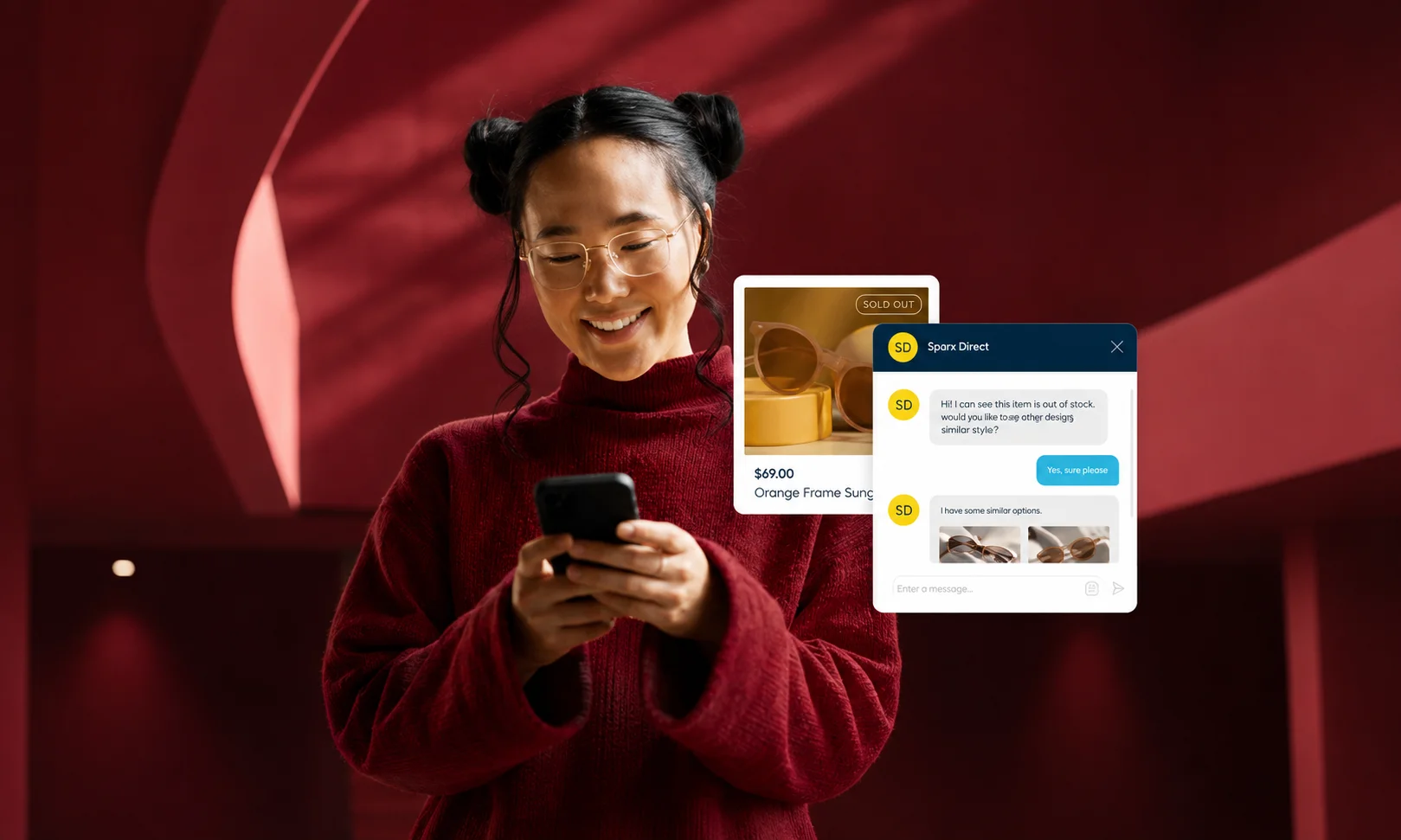 AI-powered personalization strategies for modern brands against a dark red backdrop