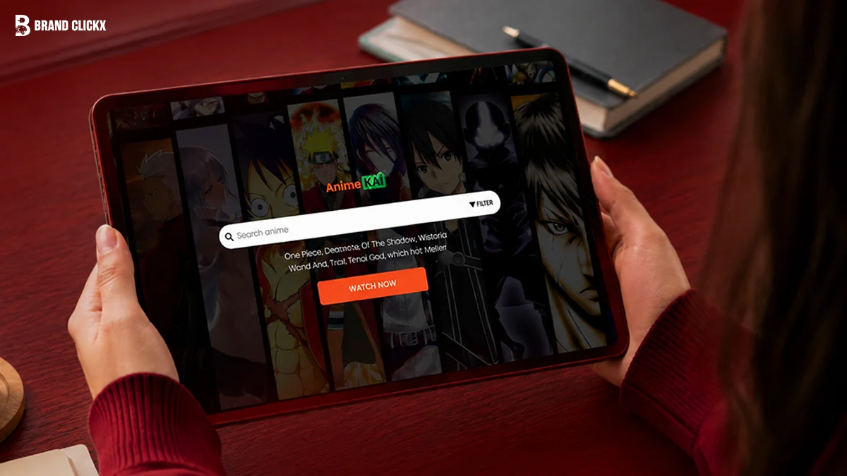 AnimeKai Is Still Down Hands holding a tablet displaying AnimeKai in a red-lit setting