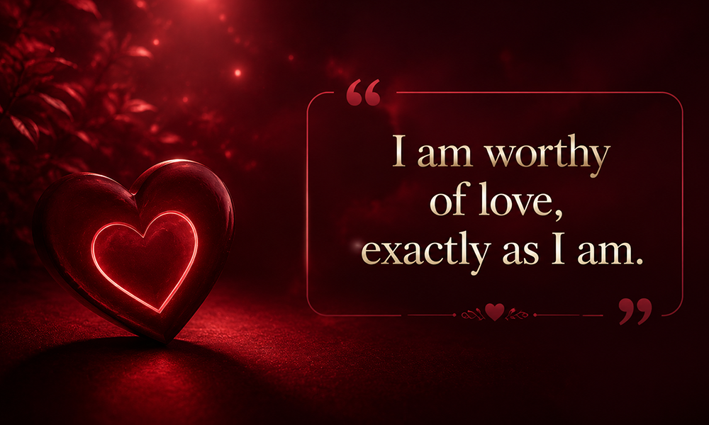 | 150+ Positive Affirmations for Success, Confidence, Love & Daily Motivation Self-love quote: I am worthy of love, exactly as I am
