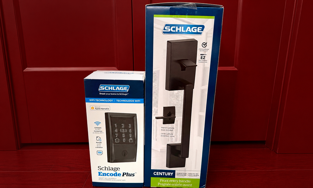 | 20 Best Smart Locks for Every Budget Smart lock unit displayed alongside its original blue and white product packaging