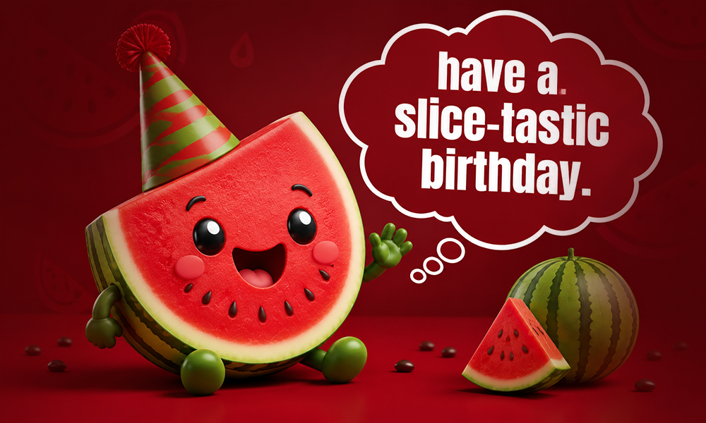 | 250+ Watermelon Puns That Are One in a Melon A happy watermelon graphic with the message "Have a melon day."