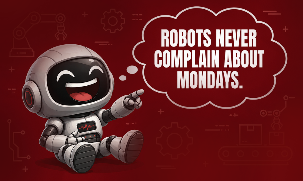Funny robot pun graphic about errors by Brand ClickX.