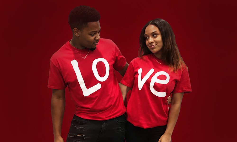| 200+ Cute Names: Sweet & Adorable Ideas Young couple wearing matching red graphic t-shirts for lifestyle marketing