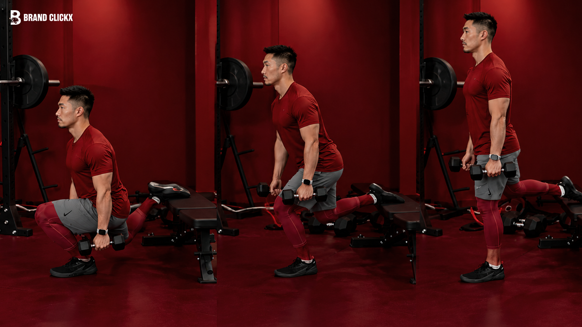 Person performing a deep stretching exercise posture by Brand ClickX.