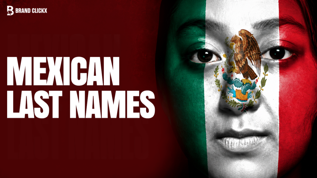 Person with the Mexican flag painted on their face, titled Mexican Last Names.