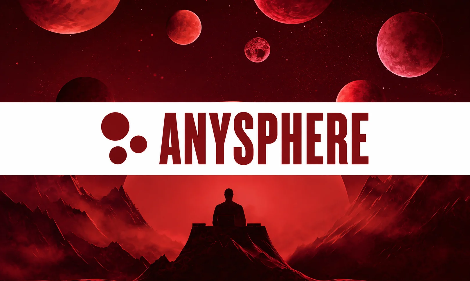 Cursor Anysphere AI code editor interface displayed against a glowing red aesthetic