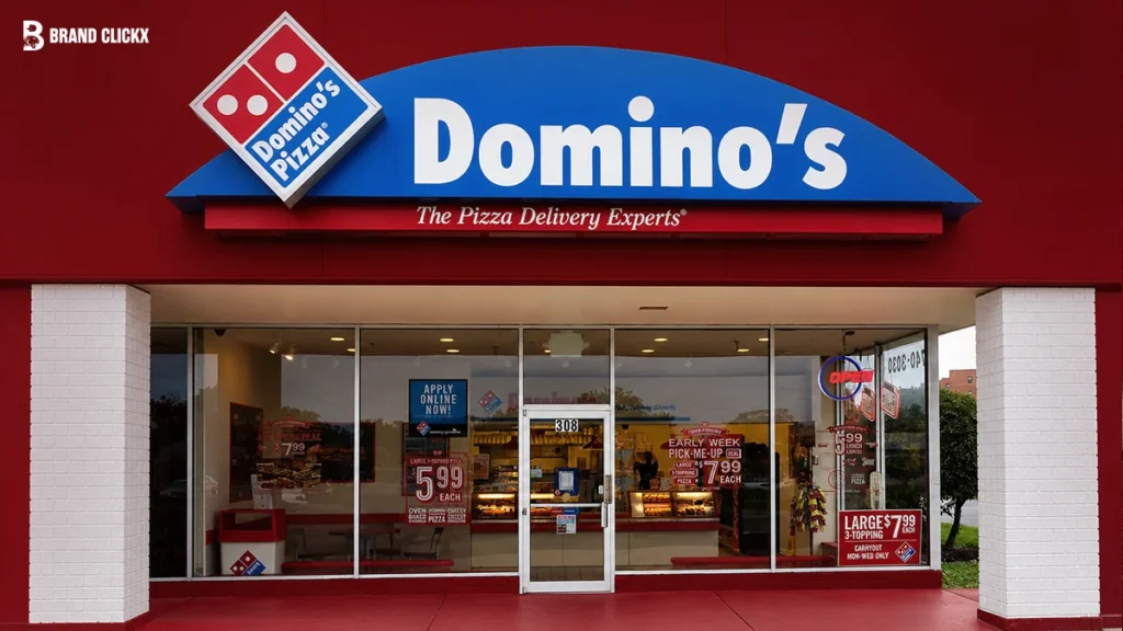Domino s Pizza in 2026 Exterior storefront view of a Domino's Pizza restaurant with a red and blue sign