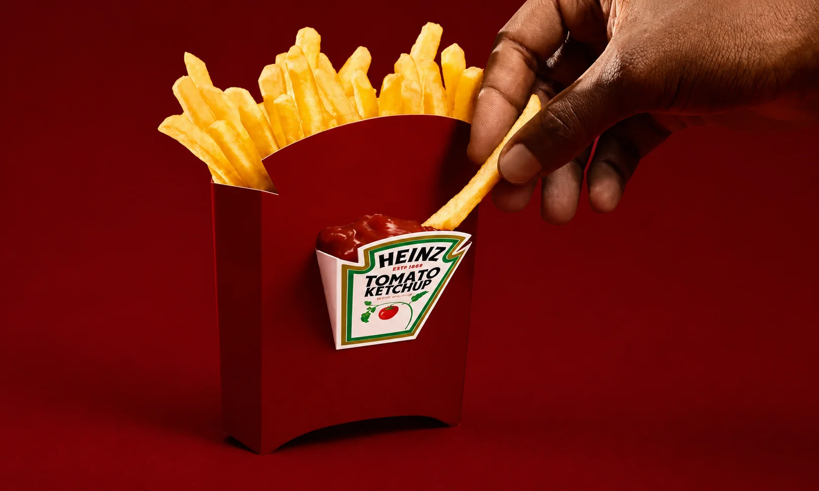 | The Top Brand Campaigns of 2026: The Ones That Actually Worked A branded Heinz fry box container set on a deep red surface