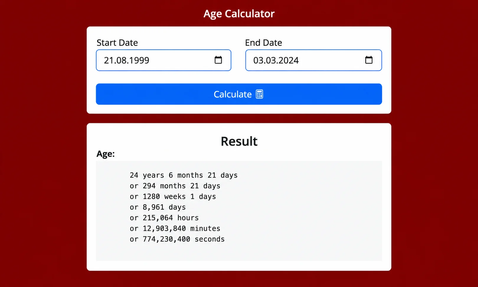 A computer screen showing date calculation formulas against a red-lit background