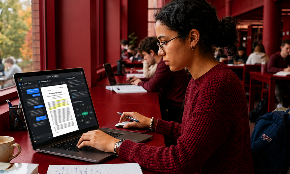| How Lorka AI Helps College Students Thrive Lorka study aid setup on a student's desk by Brand ClickX.