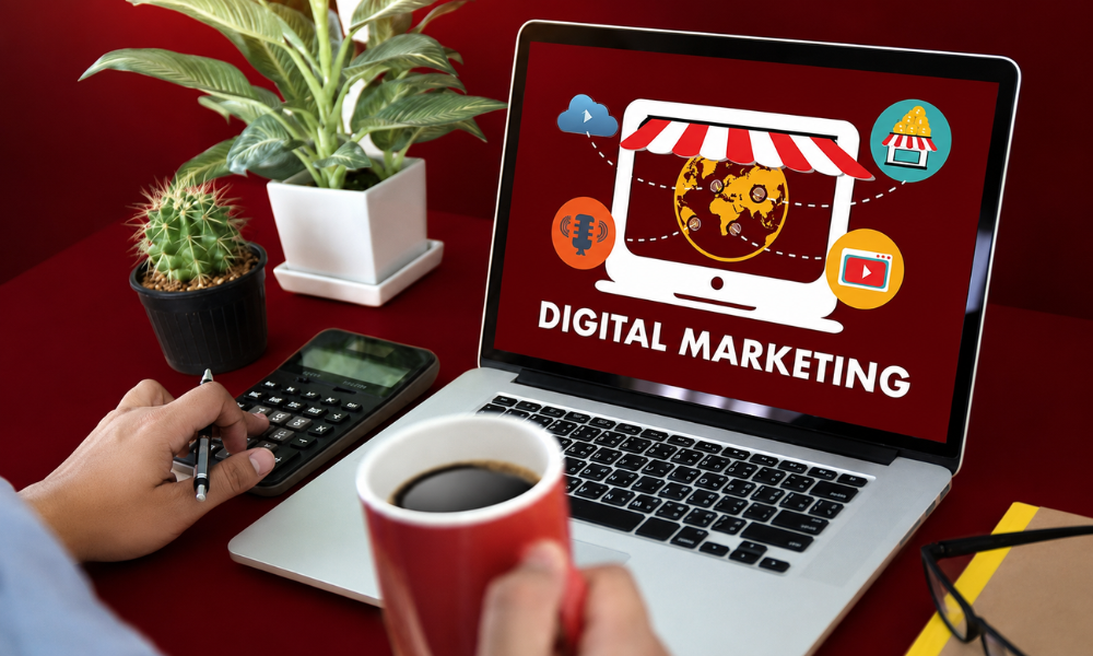 | Small Businesses Turn to Digital Marketing and AI to Stay Competitive in 2026 Business owner using AI marketing tools to automate business operations
