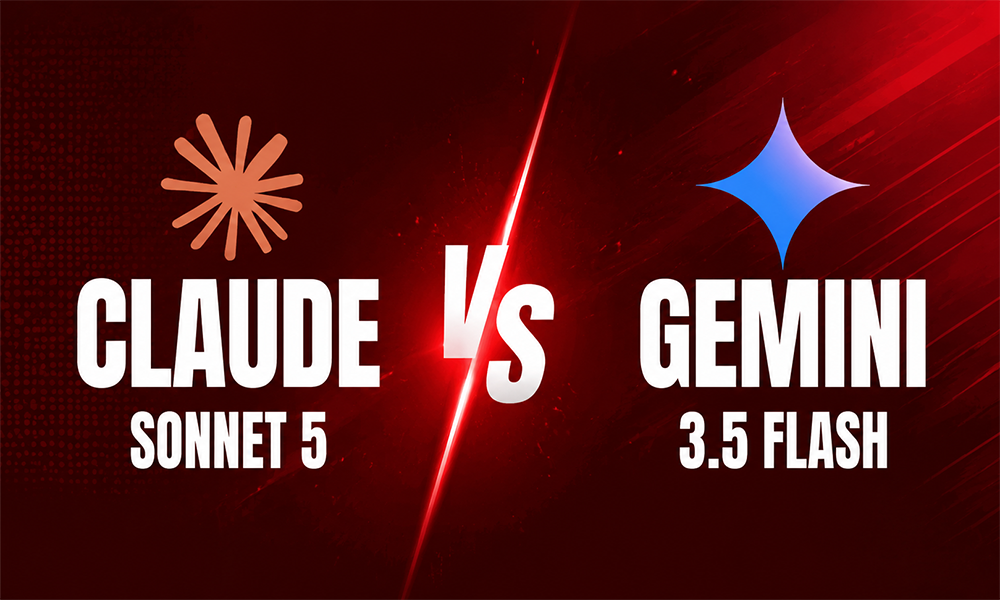 | Claude Sonnet 5 Guide: Features, Price & GPT-5.5 Comparison Head-to-head model comparison banner of Anthropic's Claude Sonnet 5 versus Google's Gemini 3.5 Flash.