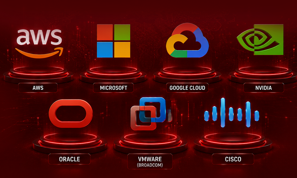 Logos of top enterprise infrastructure tech companies