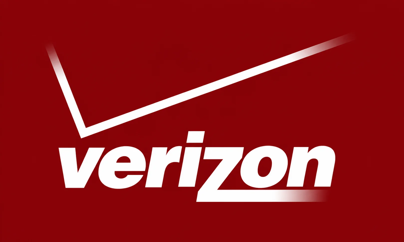 The Verizon logo stylized over a dark red ambient background