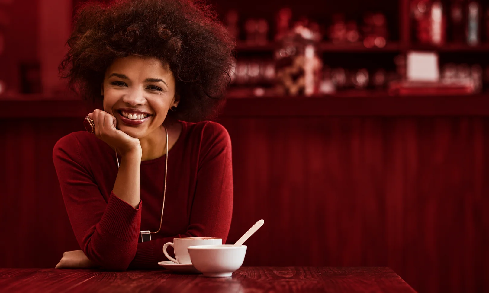 Enjoying a solo coffee date at a cozy cafe
