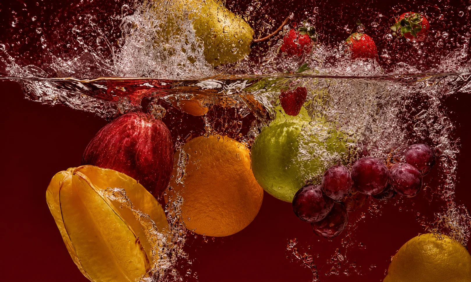 Colorful display of fresh seasonal fruits and vegetables