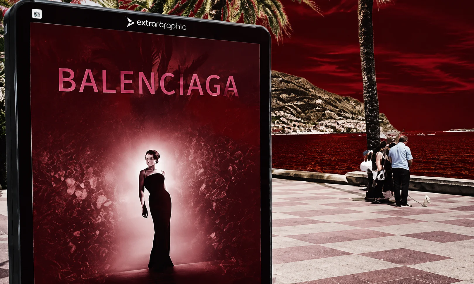 A Balenciaga-themed promotional visual.